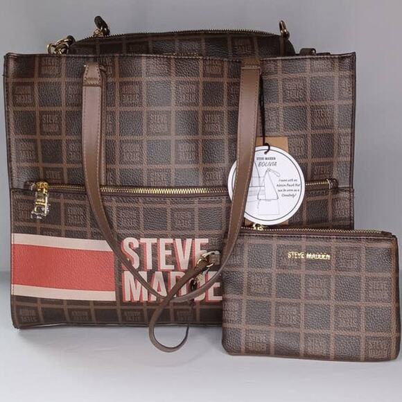 Steve Madden Boliva 3 Piece Set Includes Tote, Crossbody & Wristlet - New - Picture 2 of 10